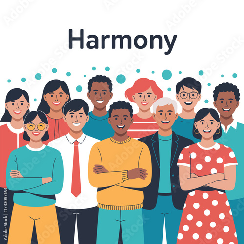 Diverse group of people standing together in harmony and unity for social change