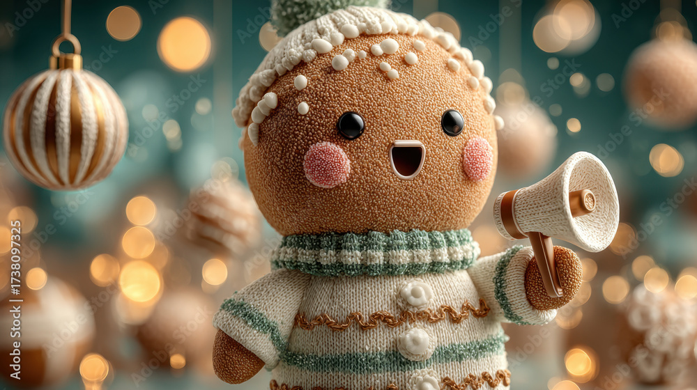 custom made wallpaper toronto digitalFunny Gingerbread Man Protesting with Megaphone at Christmas Party