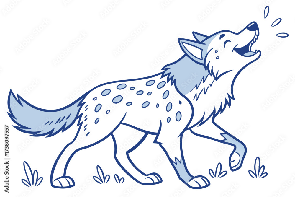 Obraz premium Cartoon Hyena Howling with White Background for Microstock