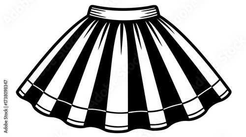 Black and white striped skirt illustration on a transparent background  
