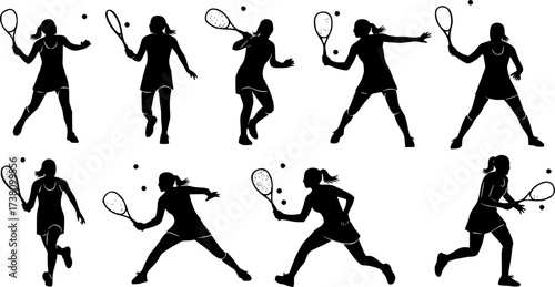 Squash female player silhouettes, Squash player svg, Squash female players, Squash player vector, Female players silhouette, Squash silhouette, Players clipart