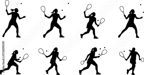 Squash female player silhouettes, Squash player svg, Squash female players, Squash player vector, Female players silhouette, Squash silhouette, Players clipart