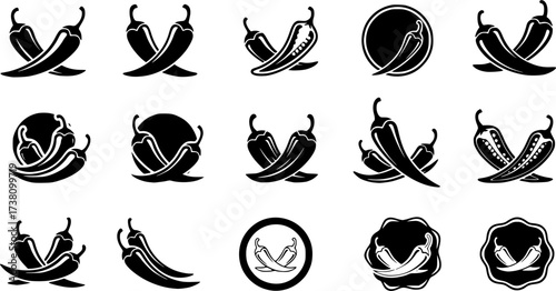 hili pepper silhouettes, Chili vector illustration, Chili pepper, Chili pepper clipart, Chili pepper logo, Hot chili pepper silhouettes, Chili, Half chili, Chili silhouette bundle.