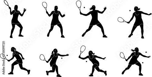 Squash female player silhouettes, Squash player svg, Squash female players, Squash player vector, Female players silhouette, Squash silhouette, Players clipart