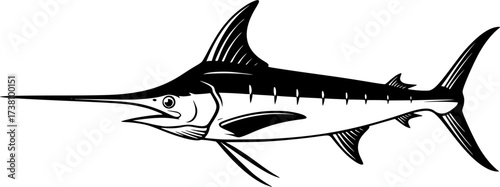 Swordfish silhouette, Sword fish vector, Sword fish, Swordfish clipart, Swordfish icon, Fish silhouette