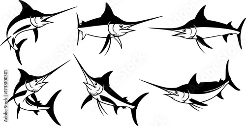 Swordfish silhouette, Sword fish vector, Sword fish, Swordfish clipart, Swordfish icon, Fish silhouette