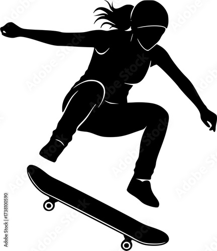 Woman skateboarder silhouette, Skate silhouette, Girl Skateboard silhouettes, Skateboard vector, Woman skateboarding silhouettes, Skateboarding bundle