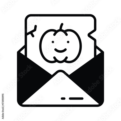 Haunted mail envelope with scary pumpkin design for Halloween