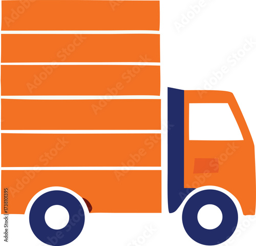 Moving truck icon vibrant orange and blue cartoon style transportation and logistics symbol for delivery services