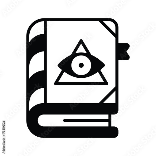 Spooky book of spells icon for horror haunted Halloween art