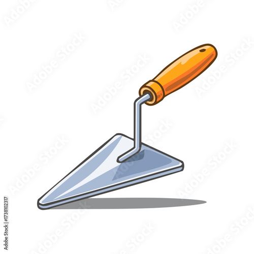 Cartoon Illustration of a Trowel Tool for Construction and Masonry Work