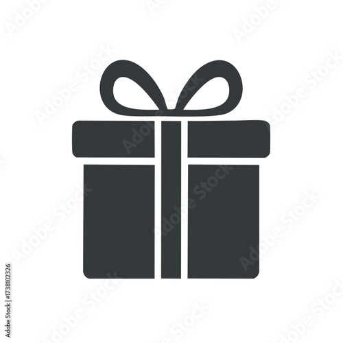 Simple gift box graphic icon wrapped present with tied bow illustration