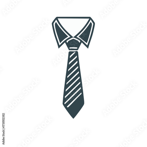 Formalwear accessory illustration featuring a shirt collar and tie