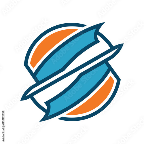 Dynamic Sphere Logo with Swooshing Lines and Sharp Edges Keywords: sphere, logo, abstract, dynamic, swoosh, lines, sharp, edges, motion, speed