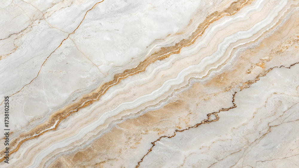 Naklejka premium Elegant Beige and White Marble Texture with Golden Veins