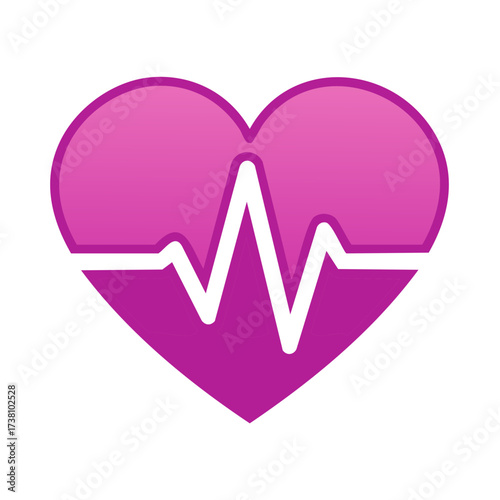 Stylized Pink Heart with White ECG Line Illustrating Health and Vitality on White Backdrop