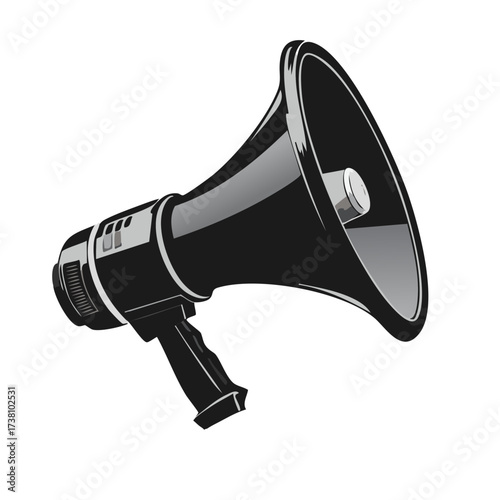 Classic Black Megaphone with Handle and Speaker Cone