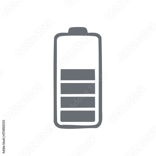 Battery Icon Symbolizing Energy Level and Power Status with Gray Fill Indicators on White Background