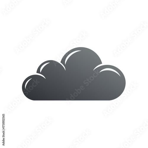 Dark gray cloud icon for weather forecast or digital data storage concept