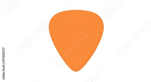 Orange Guitar Pick Isolated on White Background.