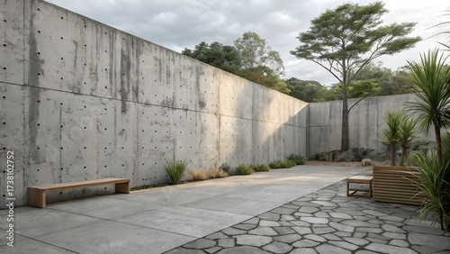 Wallpaper Mural Modern Outdoor Courtyard With Concrete Walls and Natural Light Torontodigital.ca
