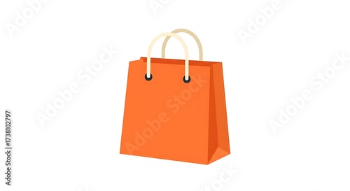Orange Shopping Bag Isolated on White Background.
