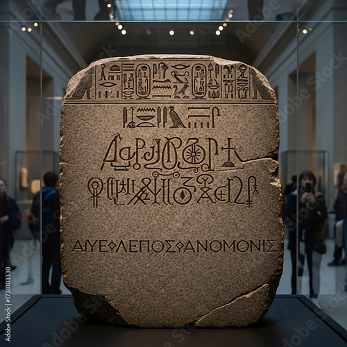 Ancient Egyptian Rosetta Stone Inscription.