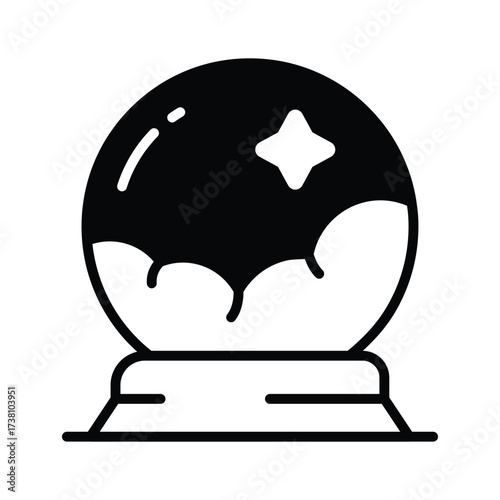 Haunted crystal ball for witchcraft fortune telling, spooky Halloween symbol
