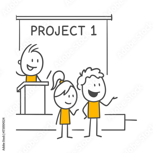 Teamwork and Success Employees Explaining Their Ideas and Providing Team Support During a Project Presentation.