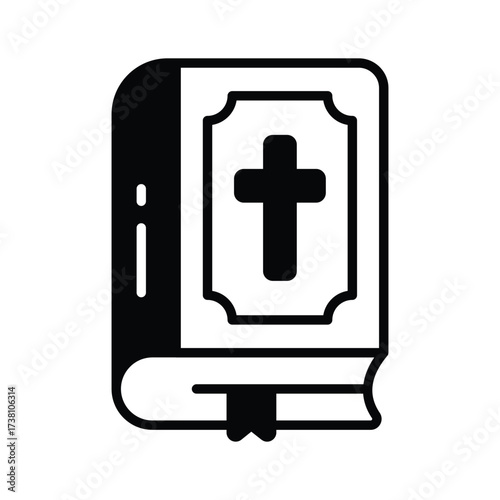 Christian holy bible flat outline icon for gothic and Halloween designs