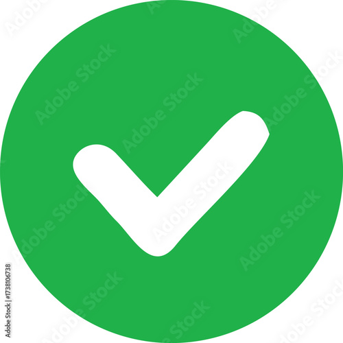 Green circle with white check mark symbol representing success approval agreement confirmation and completion