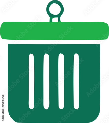 Green gradient trash can icon for waste management and digital cleaning needs