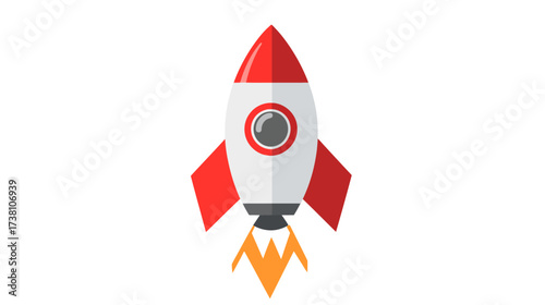 Rocket Launching Action, Space Exploration, Outer Space, Digital Illustration, Futuristic Environment, Side Viewpoint, Adventure Concept