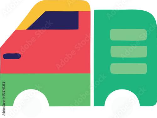 Colorful auto rickshaw side view icon for transportation and delivery services vivid design element