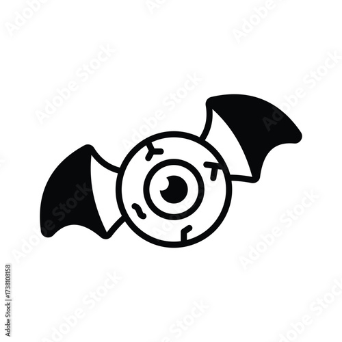 Flying eyeball, haunted bat with eyeball wings, perfect for spooky Halloween themes