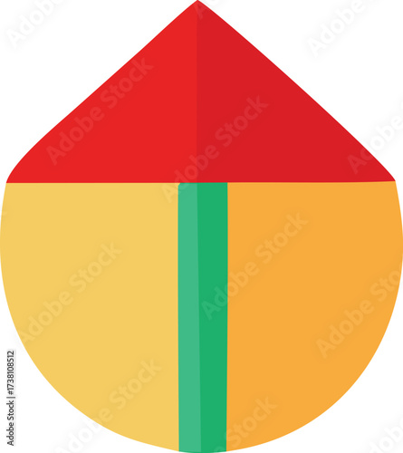Colorful geometric kite design with red top and yellow body festive outdoor toy concept