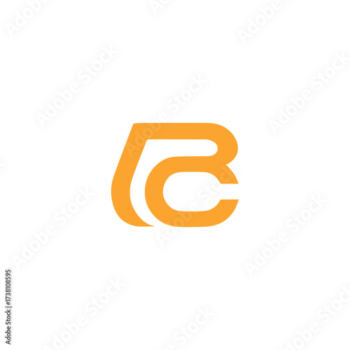 Minimalist Modern Letter BC Monogram Logo in Yellow