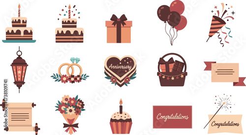 Celebration anniversary party cake gift event birthday congratulations