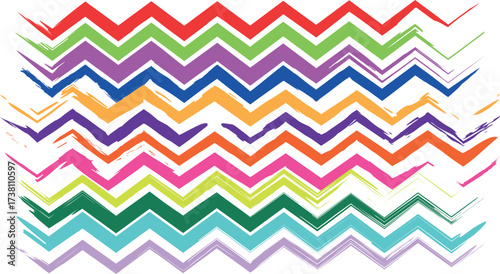 Versatile Vector Set of Bold and Creative Zigzag Paint Brush Strokes in Multicolored Handcrafted Grunge Style Isolated on White Canvas