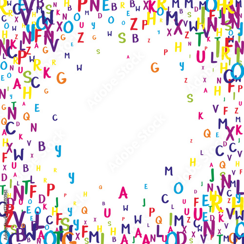 Falling letters of English language. Colorful