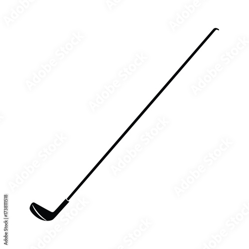 Black silhouette of a golf club on a clean white background for sports designs
