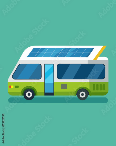 A stateoftheart recreational vehicle that combines luxury and ecofriendliness its solar panels make it a true marvel of engineering.. Vector illustration