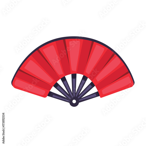 Martial arts fan vector illustration, asian fighting fan icon, traditional martial arts accessory, secret weapon in pencak silat or wushu, flat design illustration
