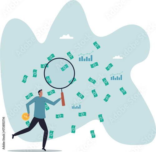Success businessman achieve financial freedom, happy millionaire with plenty of money and wealth,business concept.about a man and his life.