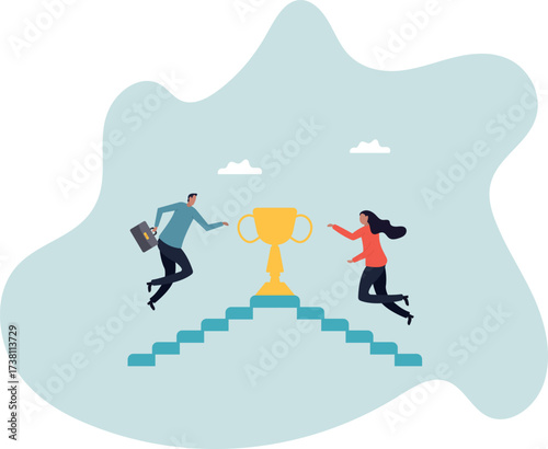 Business competition, employee motivation to success, rivalry or conflict, contest or challenge to achieve target,about a man and his life.