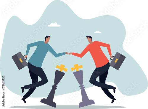 Negotiation strategy, win-win situation, partnership instead of confrontation in competition, merger or agreement.about a man and his life.
