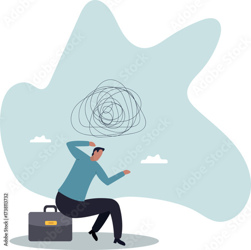 Stress at work, exhausted from overworked and too many problems or frustrated and paranoia office worker.about a man and his life.