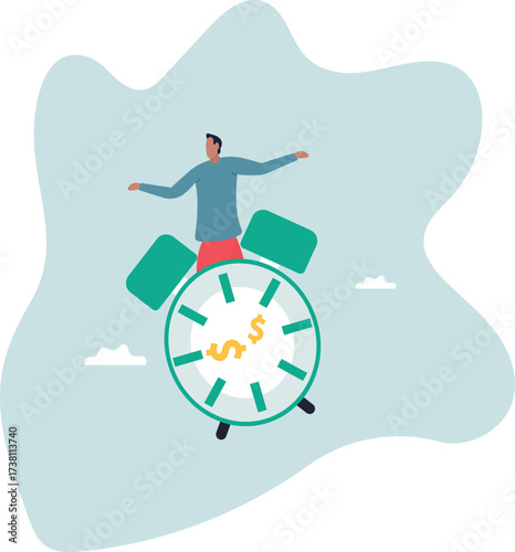 Time for money, making profit from investment, promotion alert for bargain deal, bill payment or deadline to start building wealth .about a man and his life.