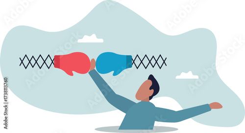 Conflict management, leadership skill to compromise and solving argument problem, negotiation or stop fighting .about a man and his life.