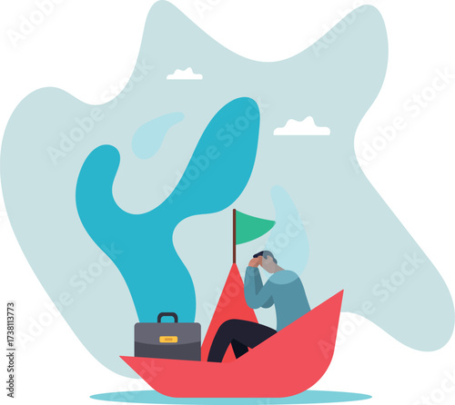 Panic or fear in business crisis situation, frustrated or helpless bankruptcy, trouble and problem or time running out .about a man and his life.
